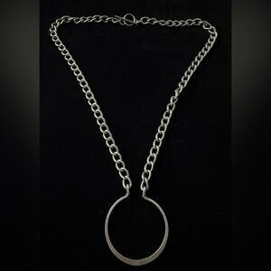 Silver Tone Hoop Pendant Chain Necklace - Women Jewelry